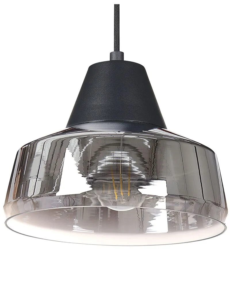 Lustre Cristal Premium Lampe suspension en verre noir et argenté TALPARO