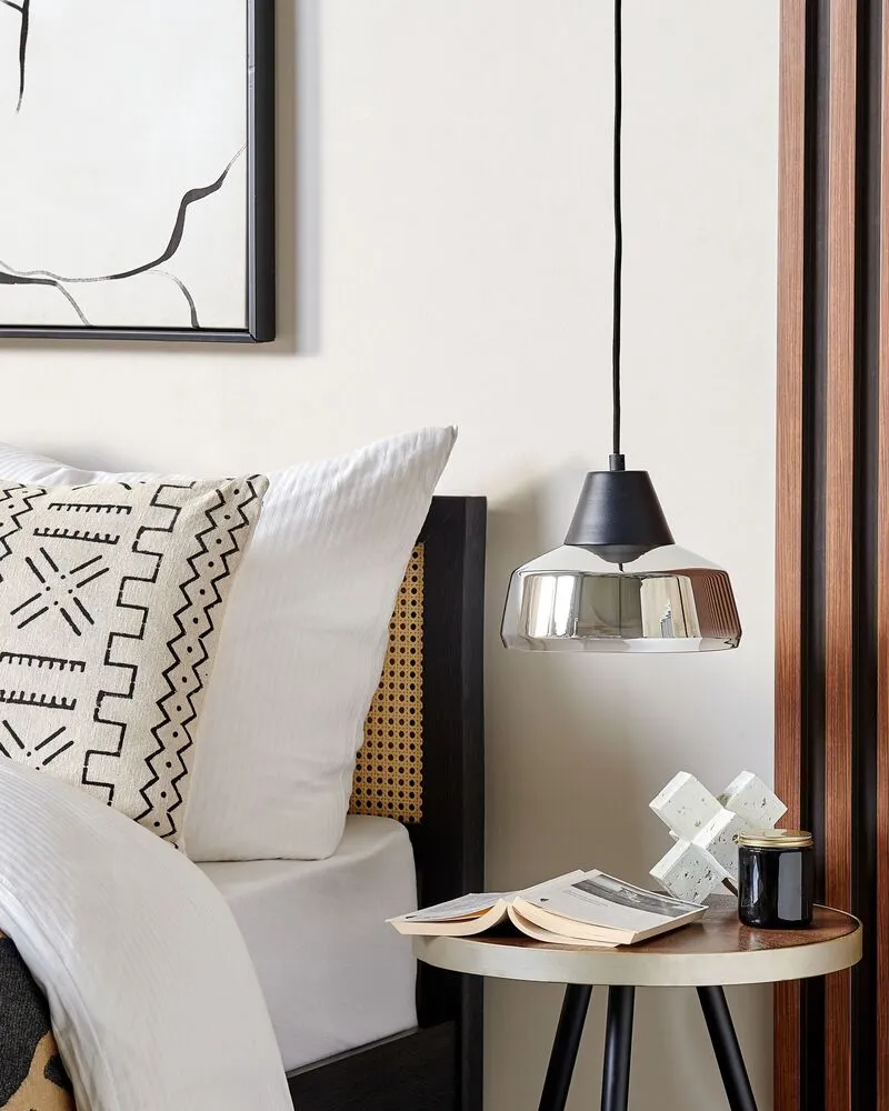 Lustre Cristal Premium Lampe suspension en verre noir et argenté TALPARO