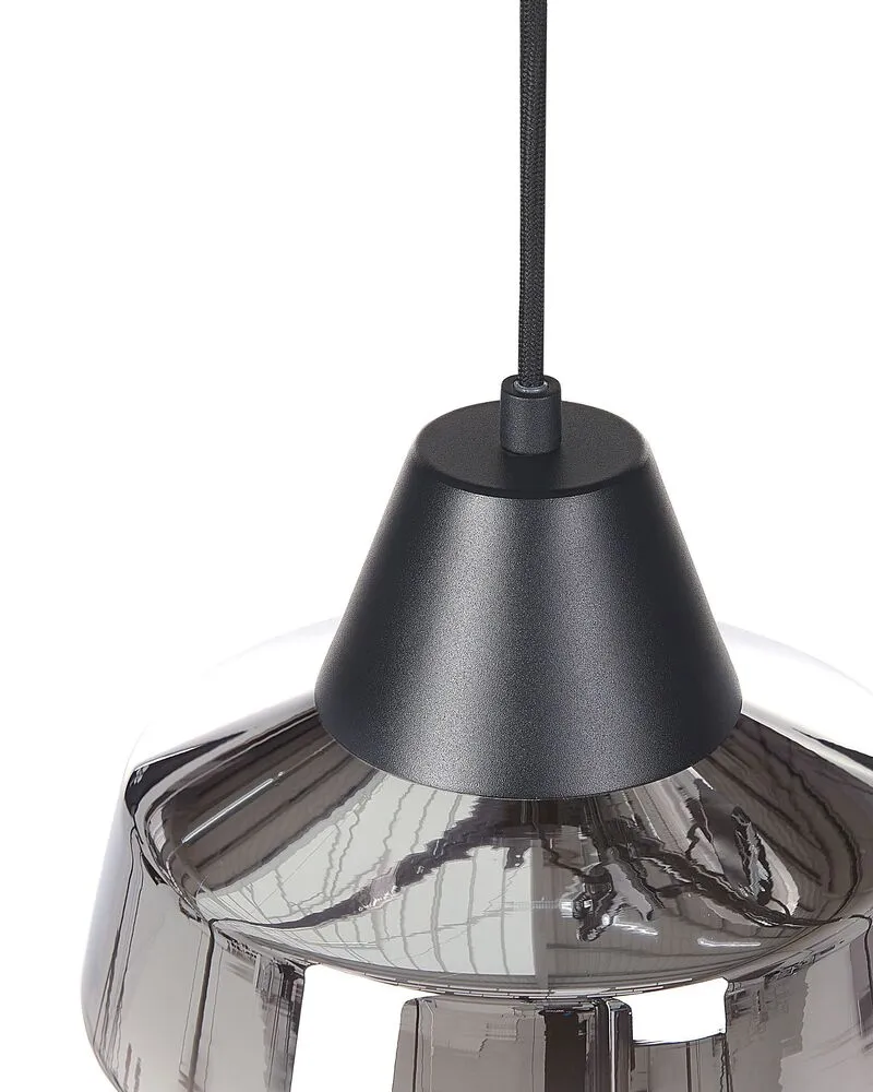 Lustre Cristal Premium Lampe suspension en verre noir et argenté TALPARO