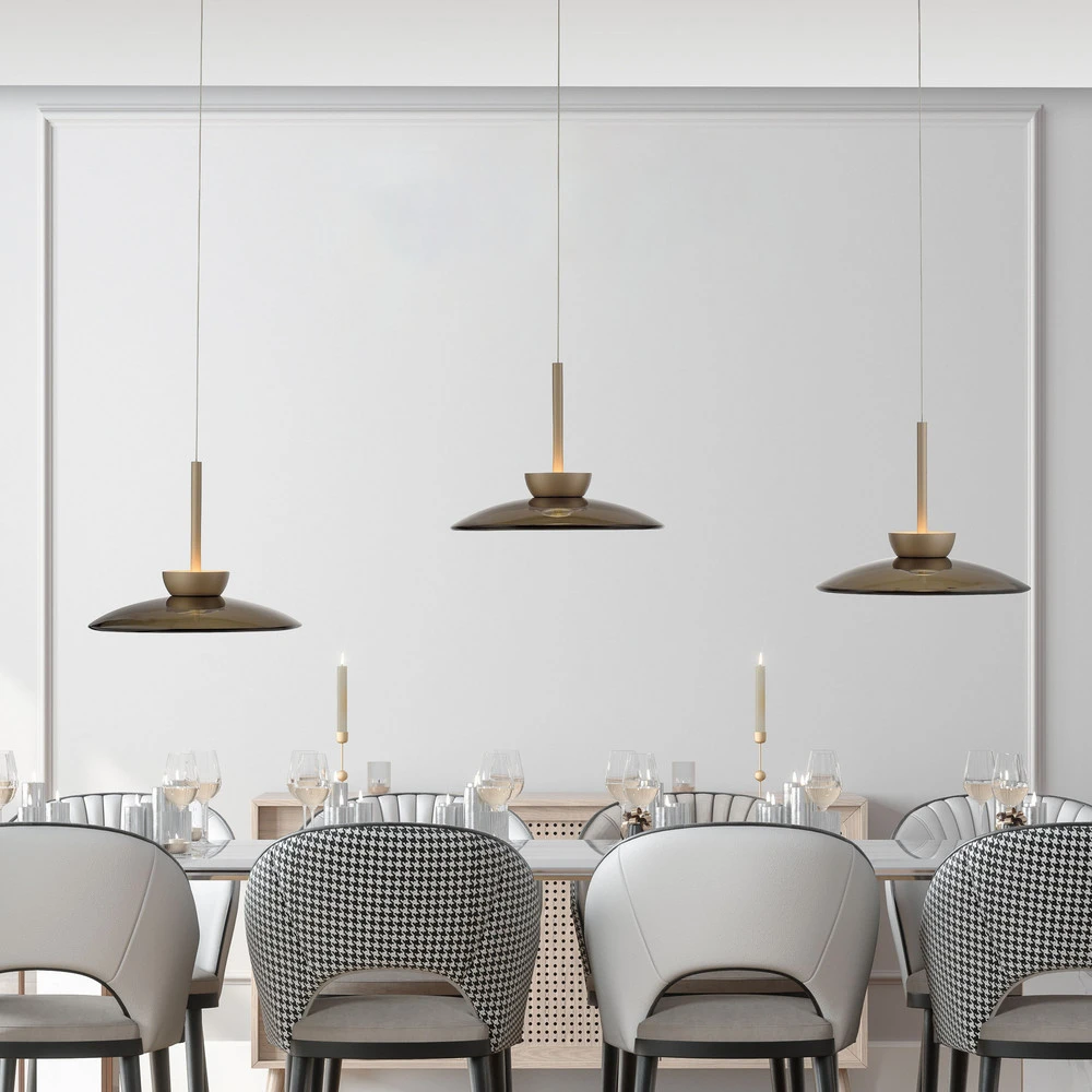Lustre Cristal Premium PURE Suspension LED Moon, cuivre étain, verre/aluminium à 3 lampes