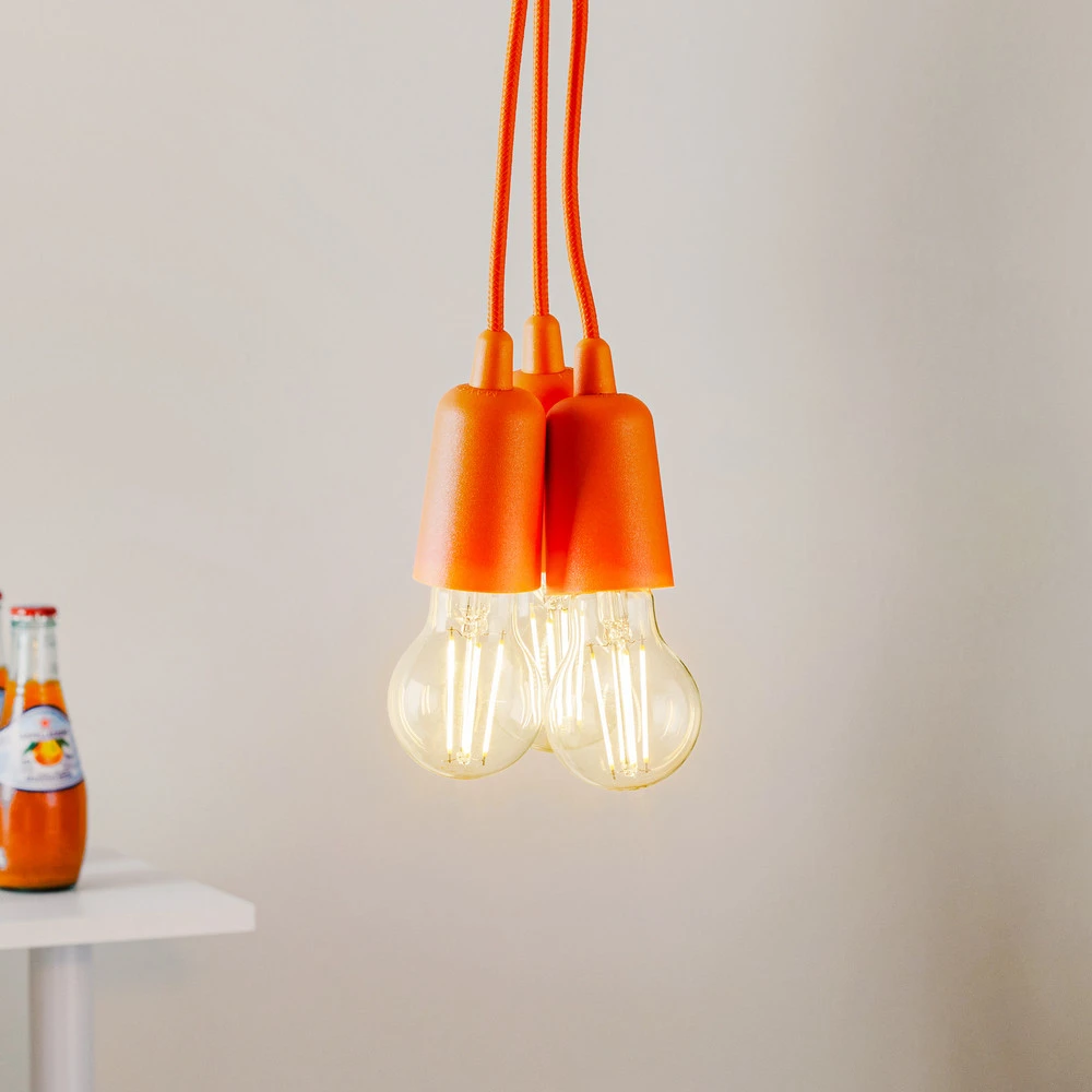 Lustre Cristal Premium Suspension Brasil orange à trois lampes