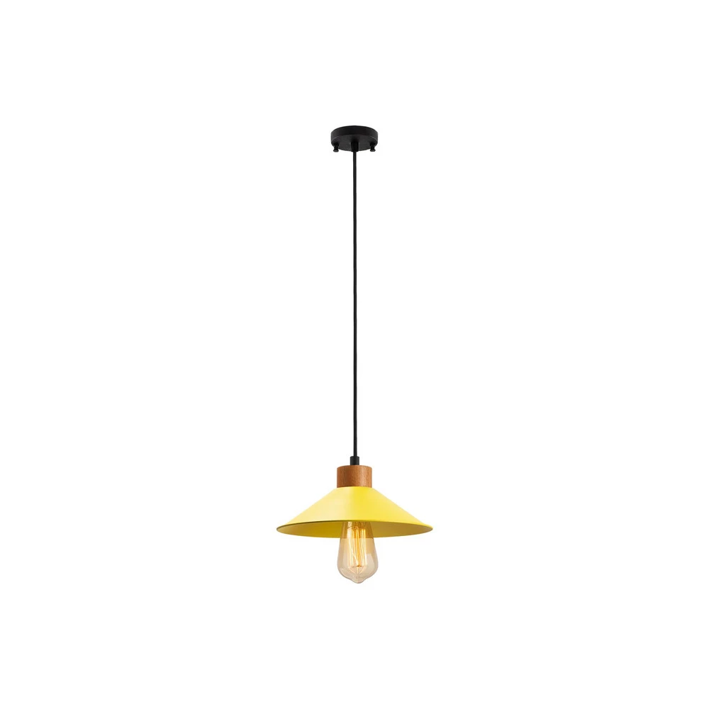 Lustre Cristal Premium Suspension GMN-00004 à 1 lampe détail bois jaune