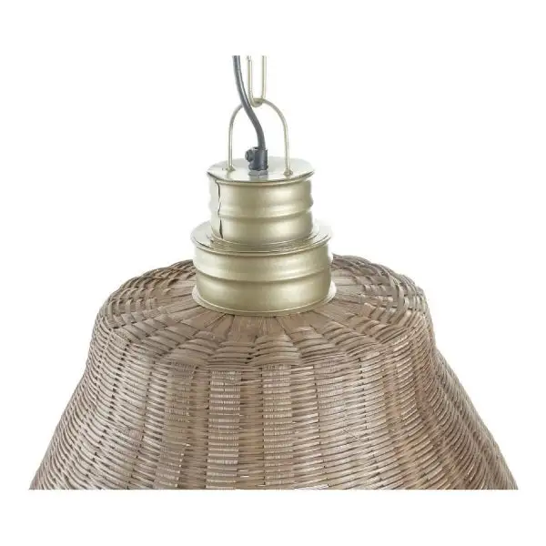 Lustre Cristal Premium Suspension Luminaire en Osier et Métal Doré - Élégance Naturelle