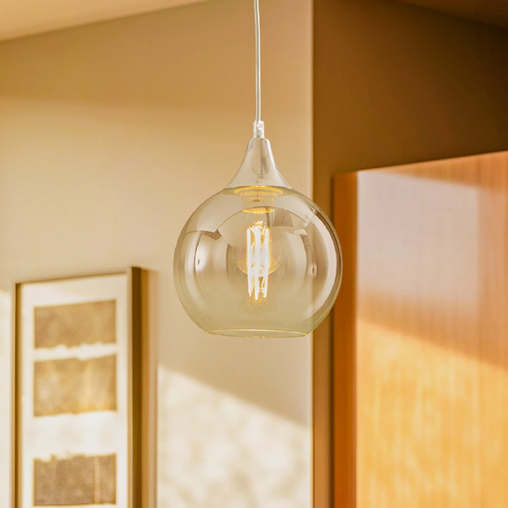 Lustre Cristal Premium Suspension Monte en verre, à 1 lampe, argentée