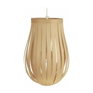 Lustre Cristal Premium Suspension poire lamelles bois naturel 100 cm.