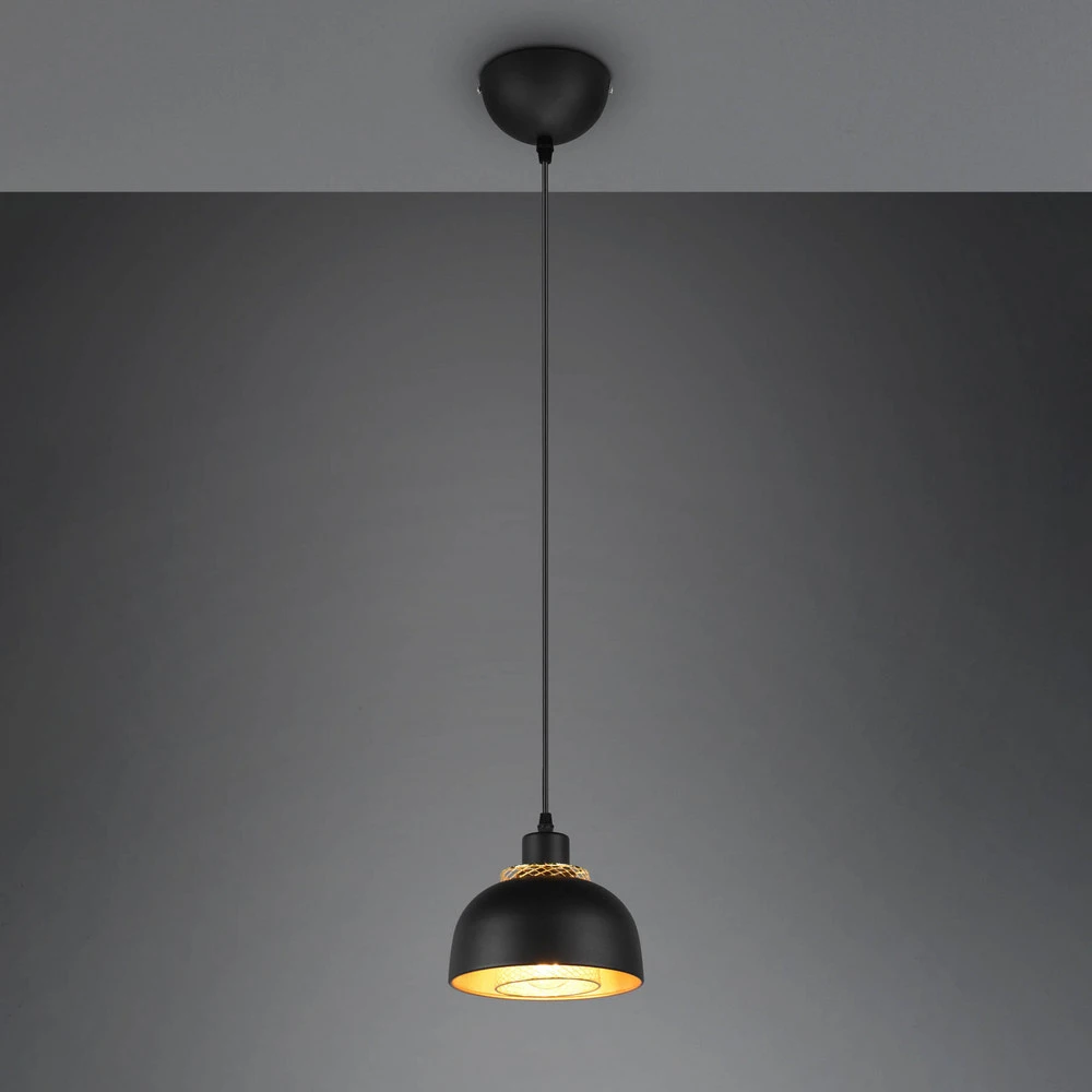 Lustre Cristal Premium Suspension Punch noir/or à 1 lampe Ø 18 cm