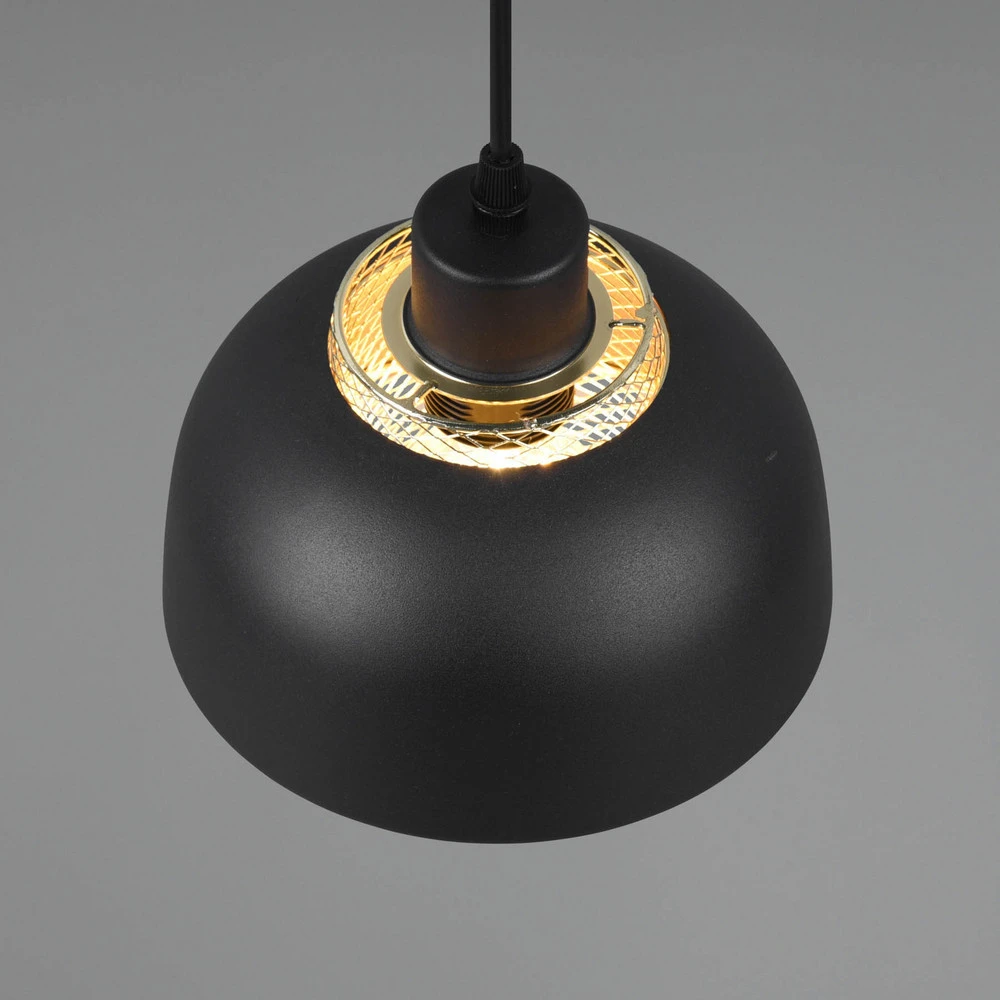 Lustre Cristal Premium Suspension Punch noir/or à 1 lampe Ø 18 cm