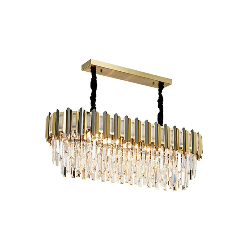 Lustre doré à plusieurs niveaux, luminaire suspendu en cristal évident simple pour le salon
