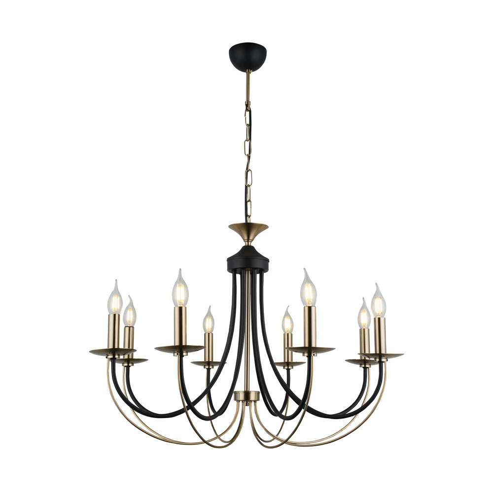 Lustre Ferra, laiton d'époque, à 8 lampes