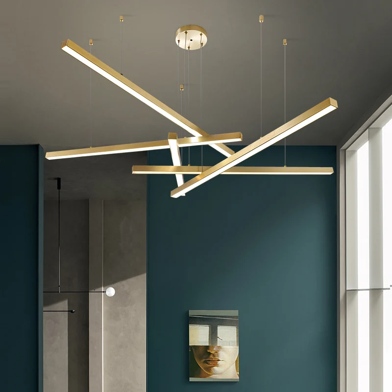 Lustre en forme de barre éclairage simplicité métal salon LED plafonnier suspendu avec diffuseur opale