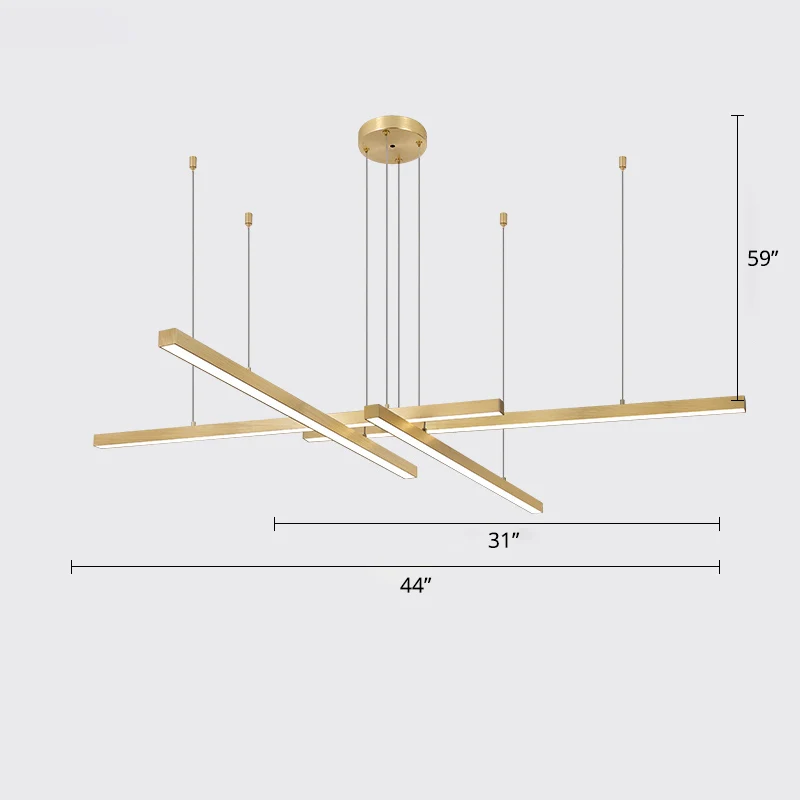 Lustre en forme de barre éclairage simplicité métal salon LED plafonnier suspendu avec diffuseur opale