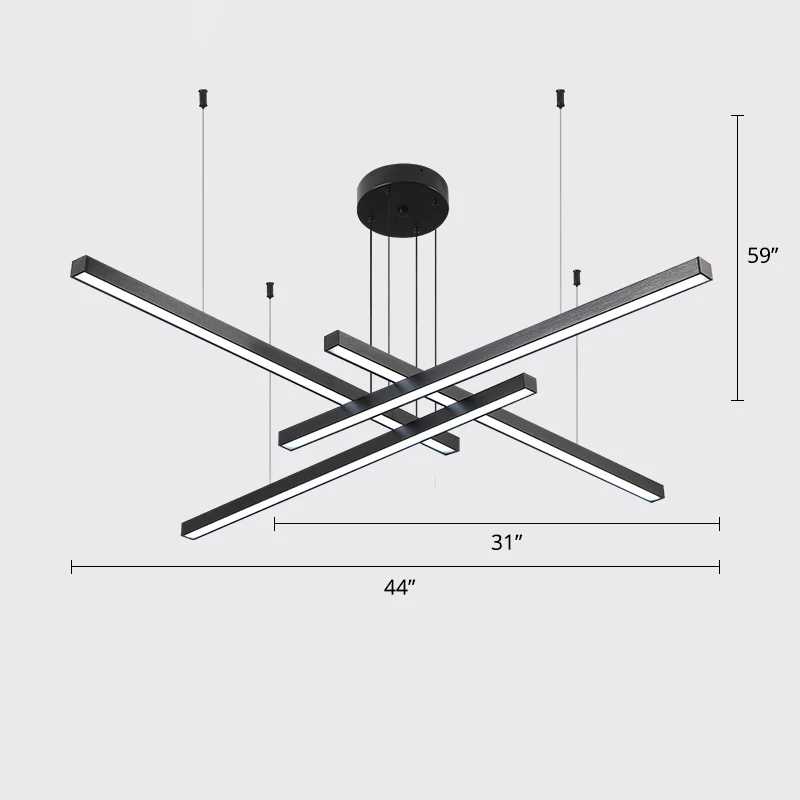 Lustre en forme de barre éclairage simplicité métal salon LED plafonnier suspendu avec diffuseur opale