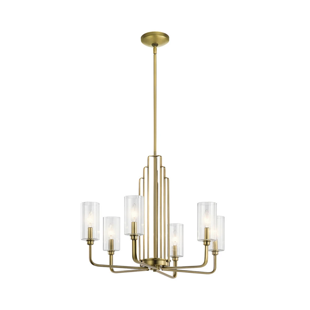 Lustre Kimrose, à 6 lampes, laiton (Carré 30x30cm)