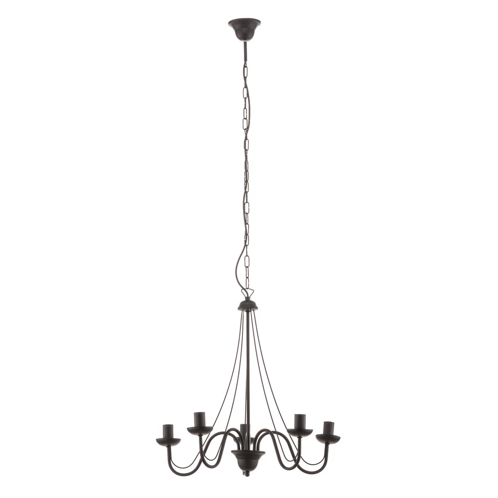 Lustre Malbo à 5 lampes en noir pour entrée et couloir