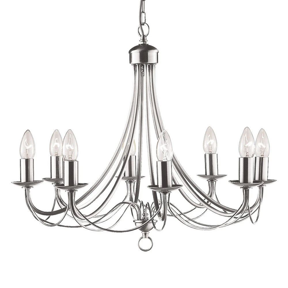 Lustre Maypole argenté satiné à 8 lampes (Carré 30x30cm)
