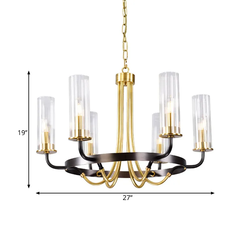Lustre de plafond tubulaire en verre translucide, style colonial, 6/8 têtes, luminaire suspendu pour chambre à coucher, no...
