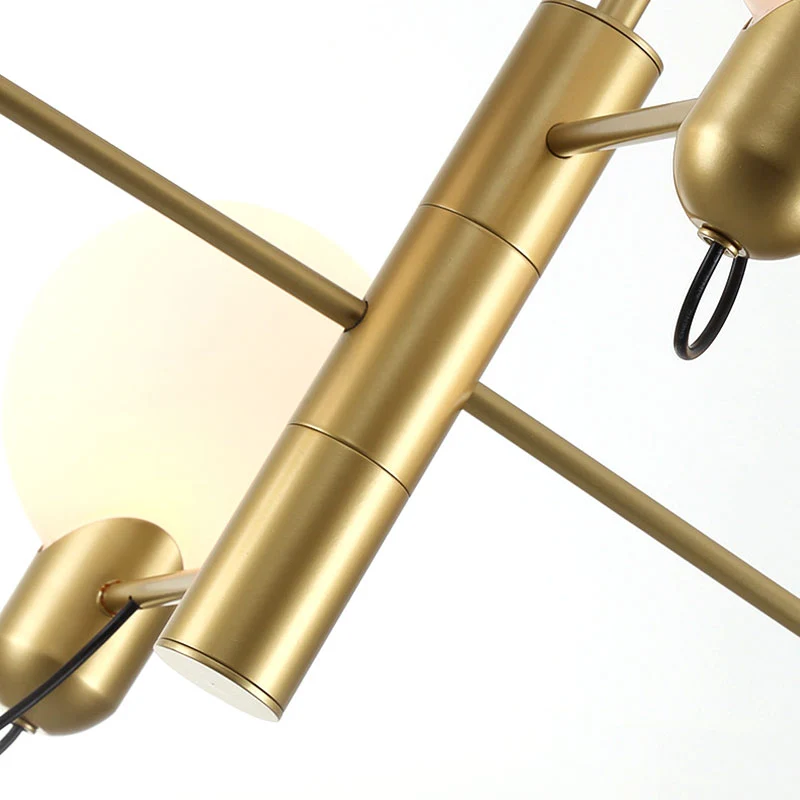 Lustre rond réglable à 4 lumières, luminaire suspendu actuel avec abat-jour en verre, noir/or