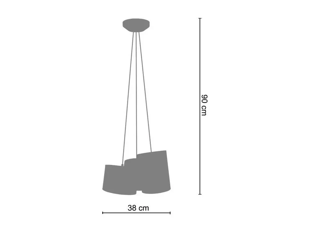 Lustre 3 suspensions grappe abat-jours orange,beige, blanc 90 cm. pour plafonds suspendus