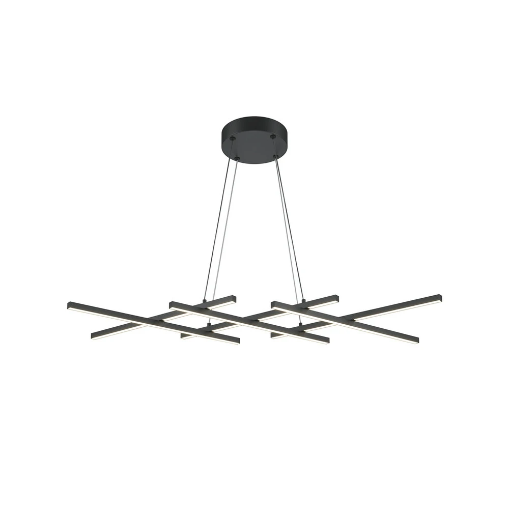 Maytoni Suspension LED Halo, noir, longueur 103,5 cm - Installation Facile