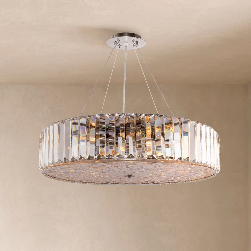 Maytoni Suspension Recinto, Ø 53 cm, verre, 8 x E27 pour entrée et couloir