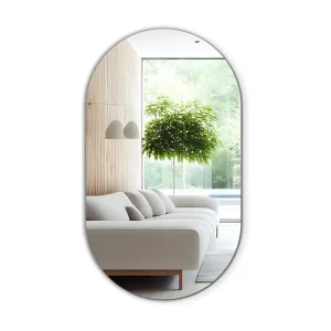 Miroir mural argenté à suspendre pour le salon, ovale, 40 cm x 70 cm avec diffuseur opale