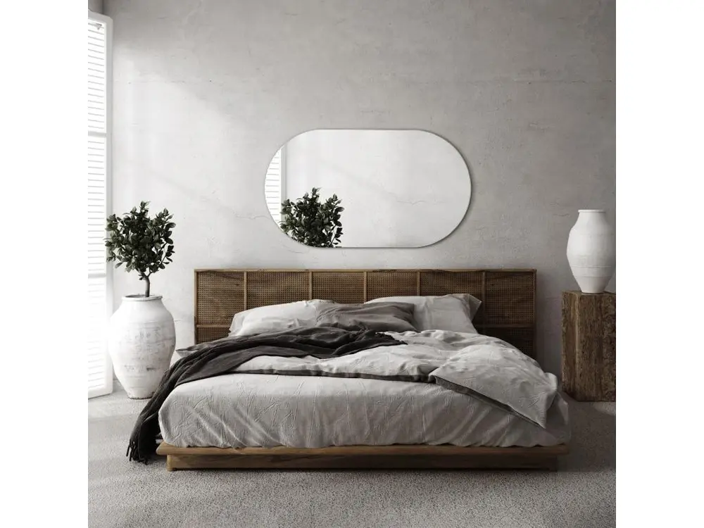 Miroir mural argenté à suspendre pour le salon, ovale, 40 cm x 70 cm avec diffuseur opale
