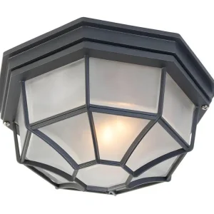 Plafonnier Country gris noir IP44 - Bri L