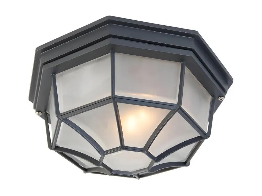 Plafonnier Country gris noir IP44 - Bri L