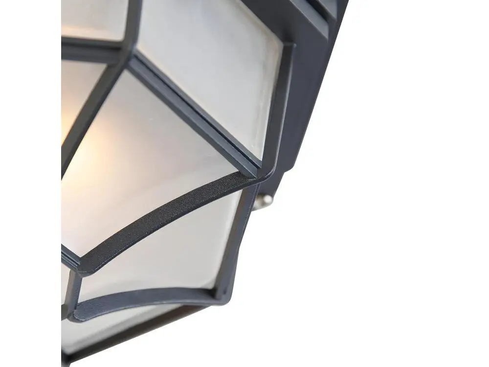 Plafonnier Country gris noir IP44 - Bri L