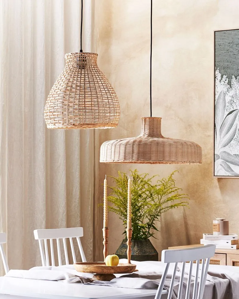 Plafonnier Design Moderne Lampe à suspendre en rotin naturel TAMARIN
