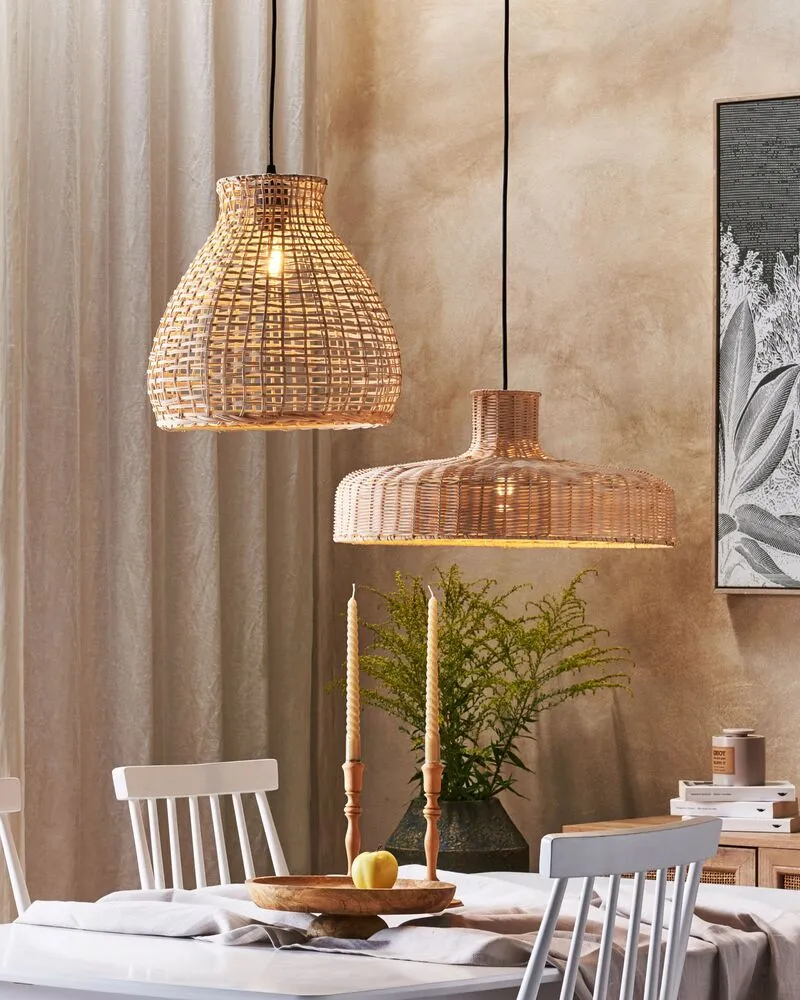 Plafonnier Design Moderne Lampe à suspendre en rotin naturel TAMARIN