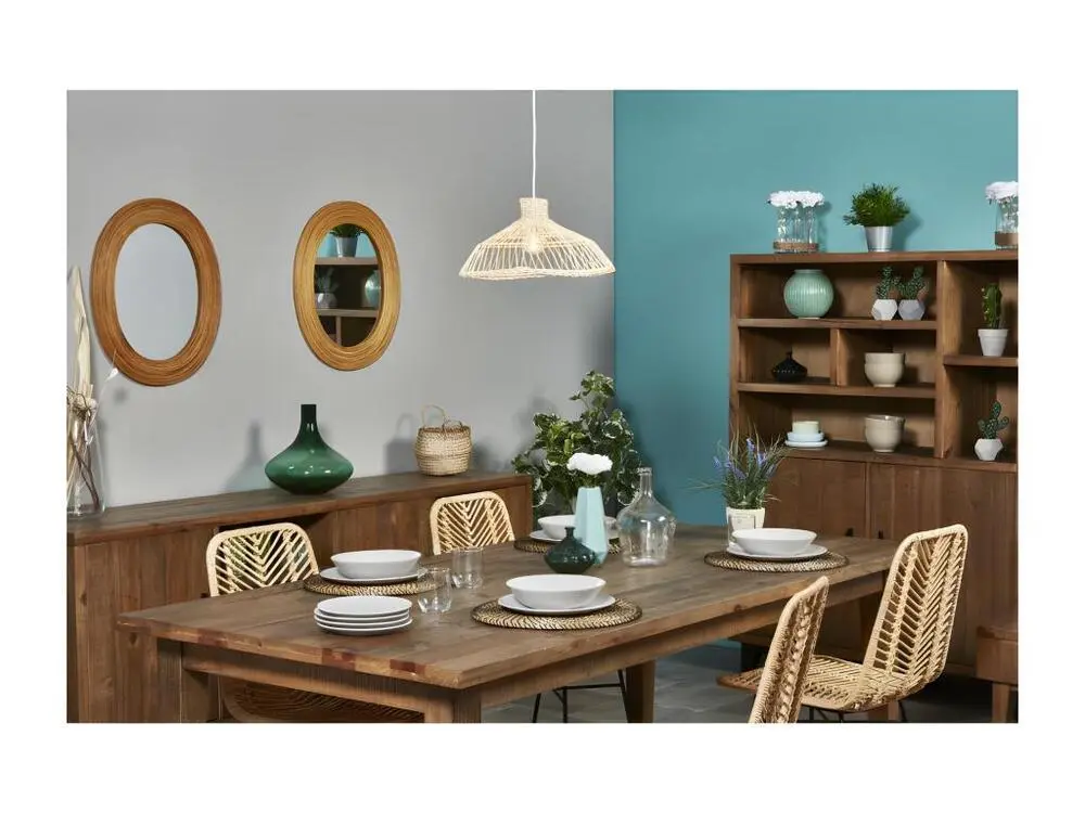 Plafonnier Design Moderne Lampe Suspension en Bambou "Guin" 120cm Sable