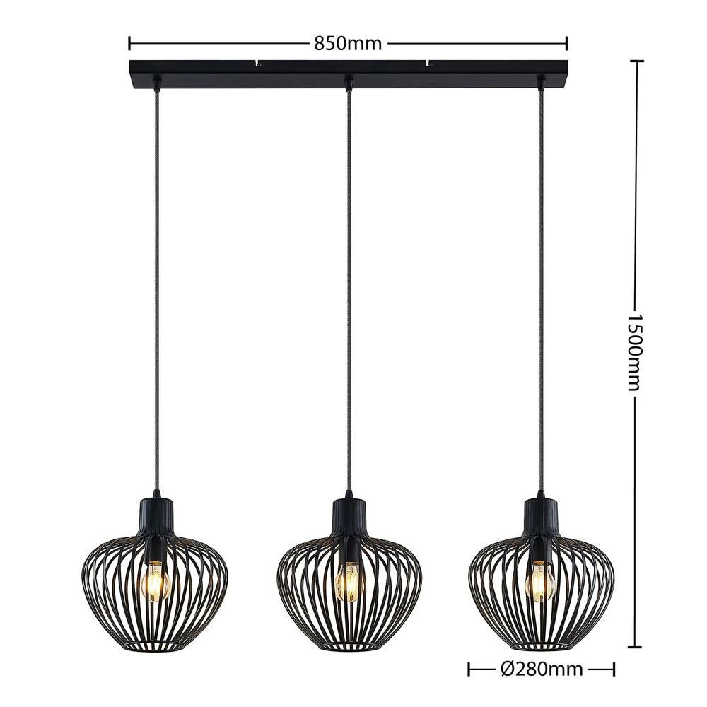 Plafonnier Design Moderne Lindby Deandre suspension, à trois lampes