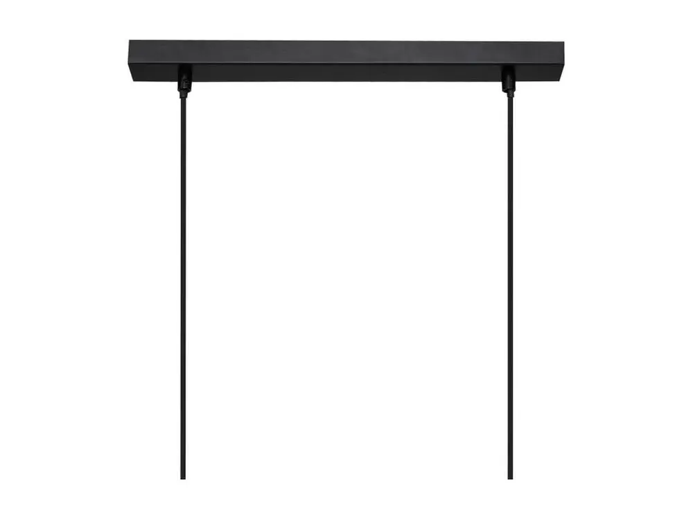 Plafonnier Design Moderne Luminaire Suspension 5 Lampes en Métal Noir et Bois de Pin L 60 cm