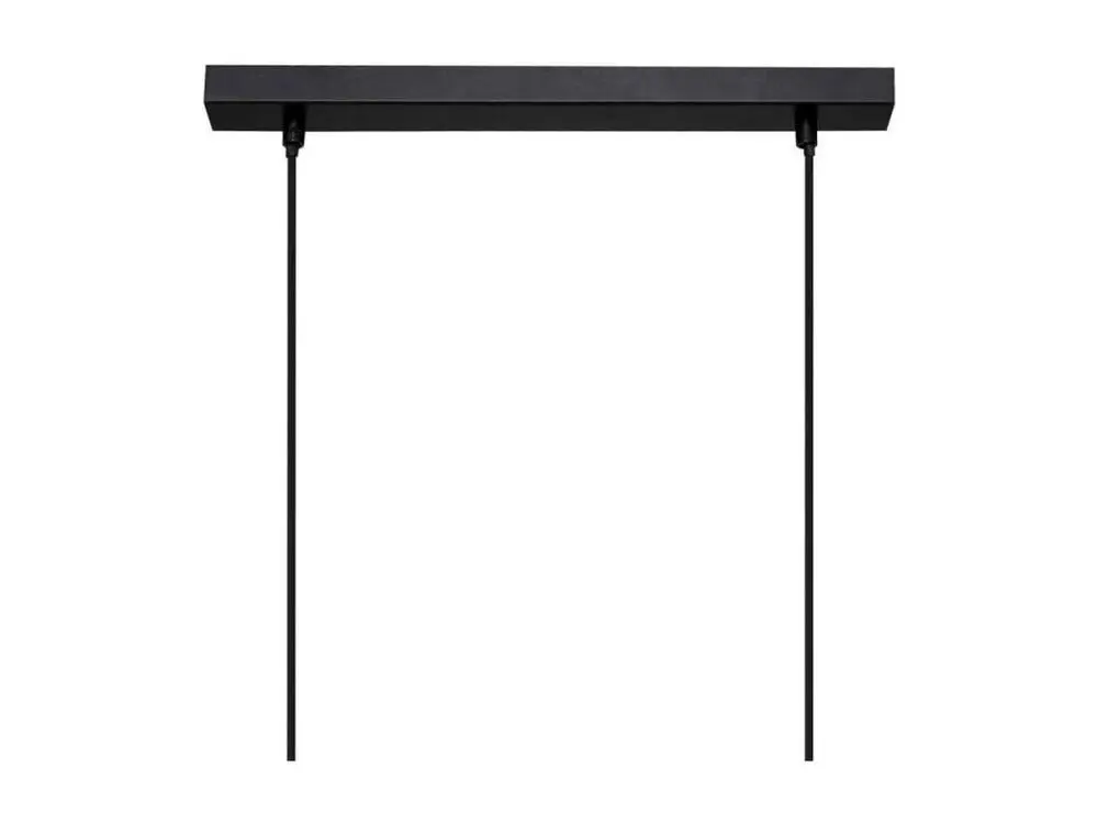 Plafonnier Design Moderne Luminaire Suspension 5 Lampes en Métal Noir et Bois de Pin L 60 cm