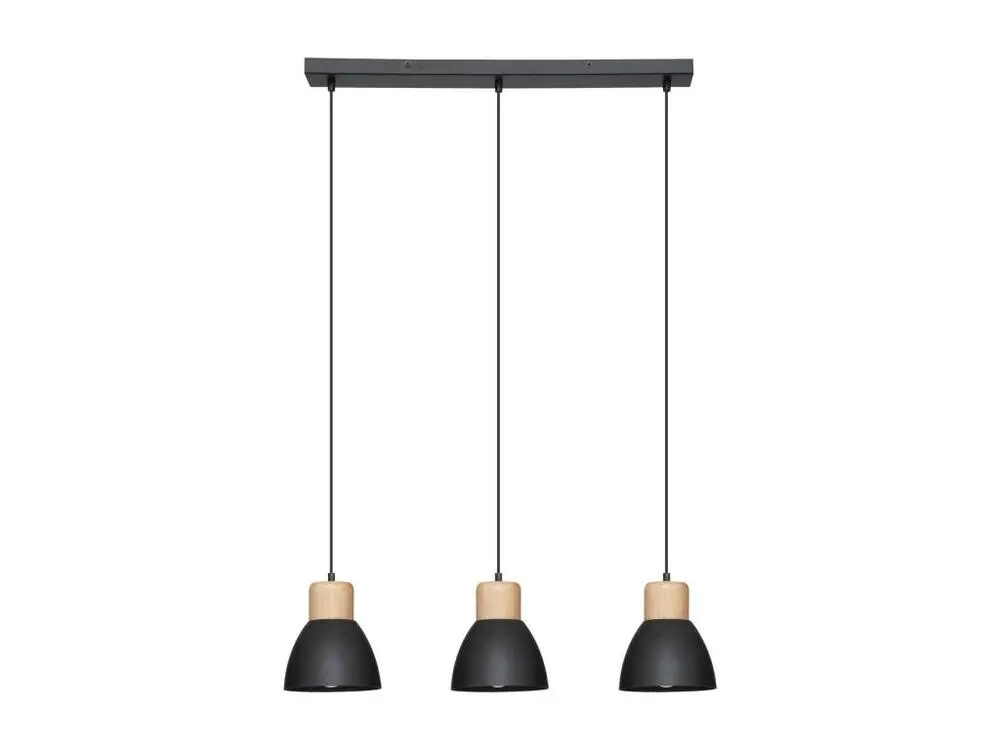 Plafonnier Design Moderne Luminaire Suspension 3 Têtes en métal Noir H 100 cm