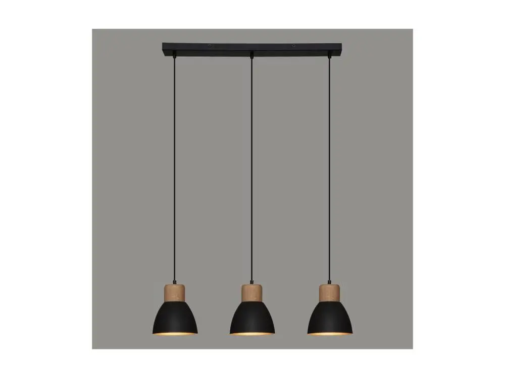 Plafonnier Design Moderne Luminaire Suspension 3 Têtes en métal Noir H 100 cm