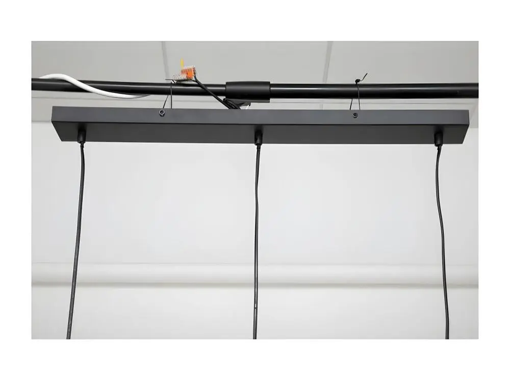 Plafonnier Design Moderne Luminaire Suspension 3 Têtes en métal Noir H 100 cm