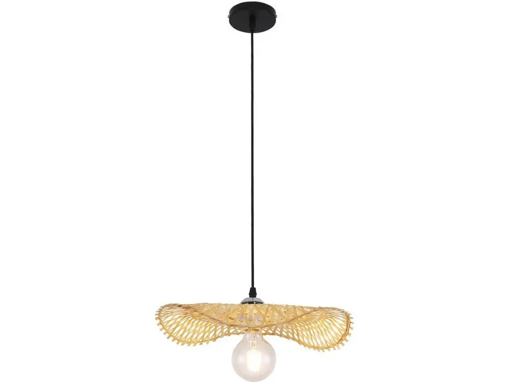 Plafonnier Design Moderne Lustre de plafond en bambou - Suspension de style Boho Bali - Noila Bois naturel