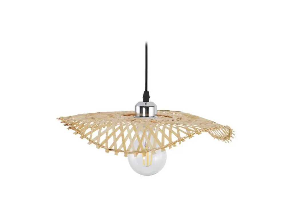 Plafonnier Design Moderne Lustre de plafond en bambou - Suspension de style Boho Bali - Noila Bois naturel