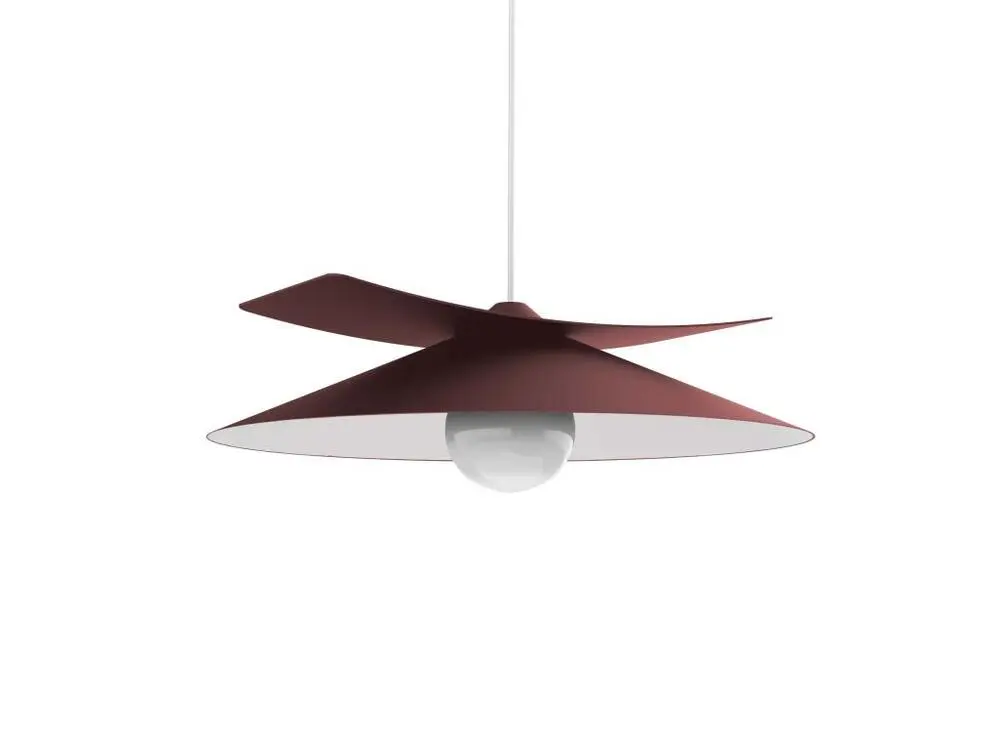 Plafonnier Design Moderne MILLER Suspension, 1X E27, max 42W, métal, rouge cowhide/blanc, D.40cm