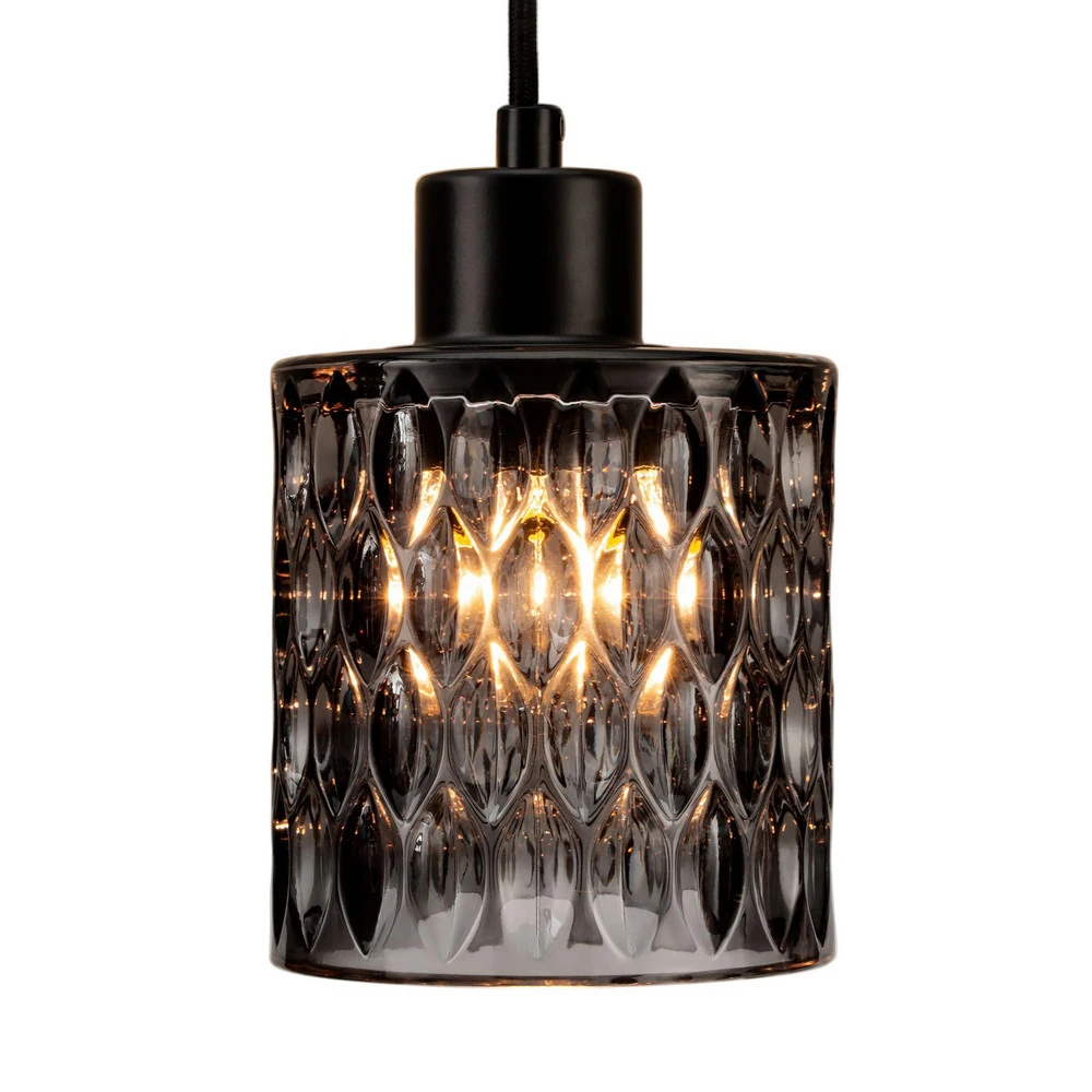 Plafonnier Design Moderne Pauleen Gleaming Magic Lampe à suspendre avec verre fumé