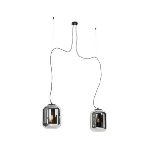 Plafonnier Design Moderne Suspension design noir avec verre fumé 2 lumières - Bliss