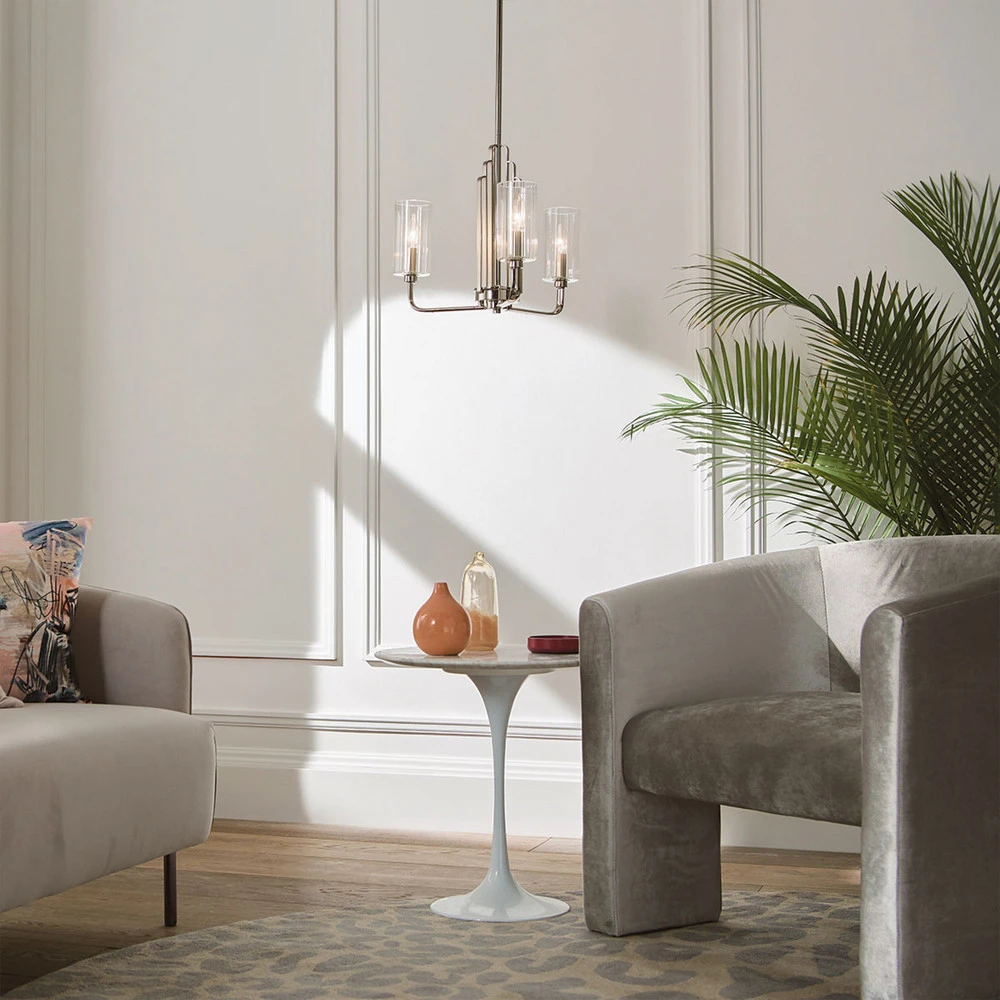 Plafonnier Design Moderne Suspension Kimrose, à 3 lampes, nickel poli