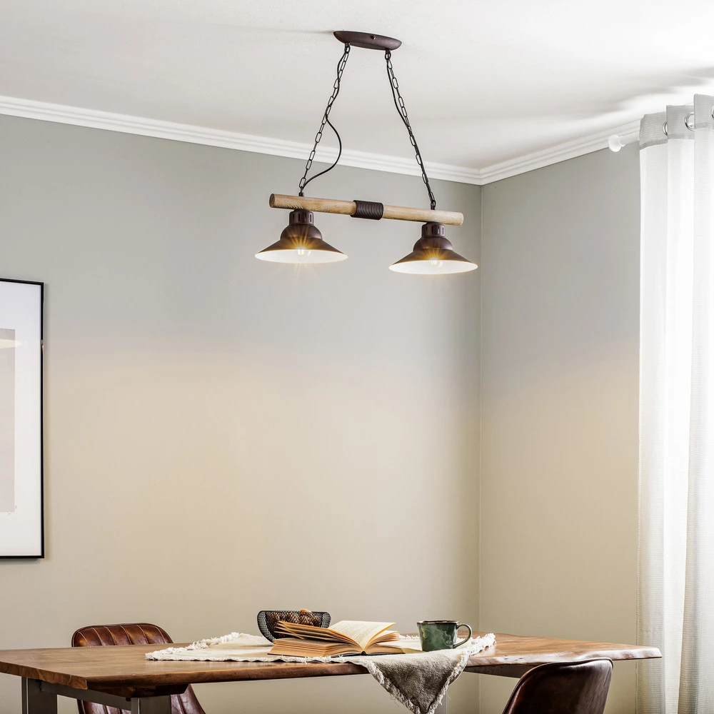 Plafonnier Design Moderne Suspension West abat-jour cuivre, deux lampes