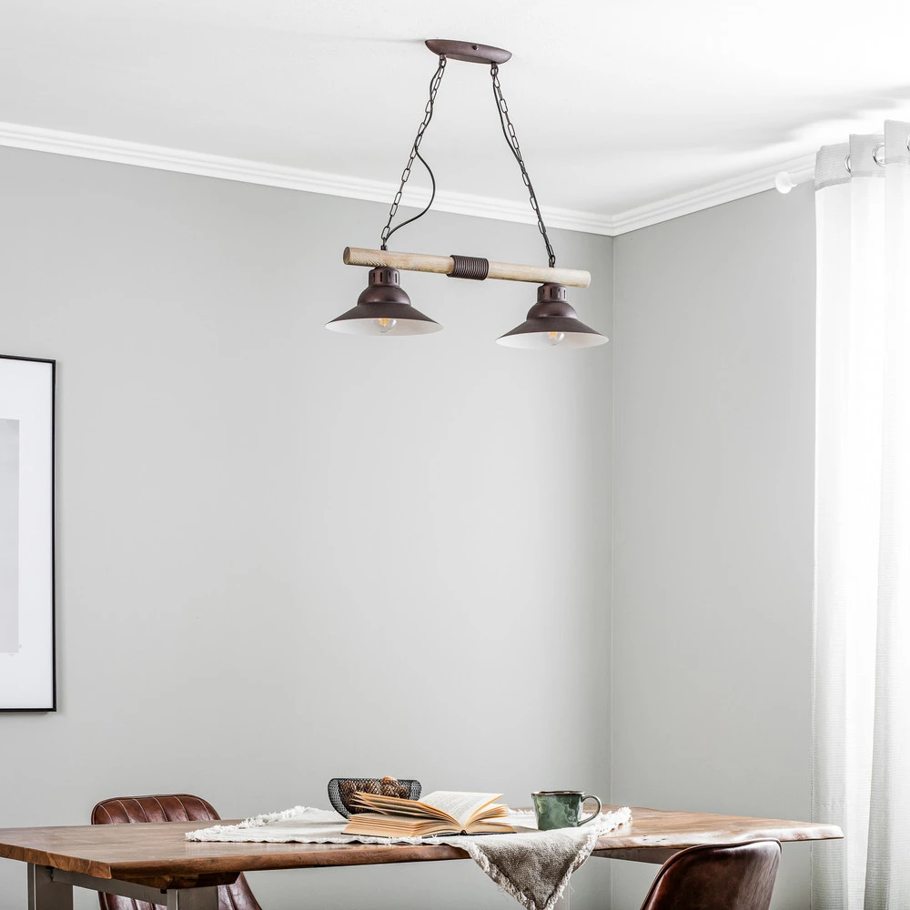 Plafonnier Design Moderne Suspension West abat-jour cuivre, deux lampes
