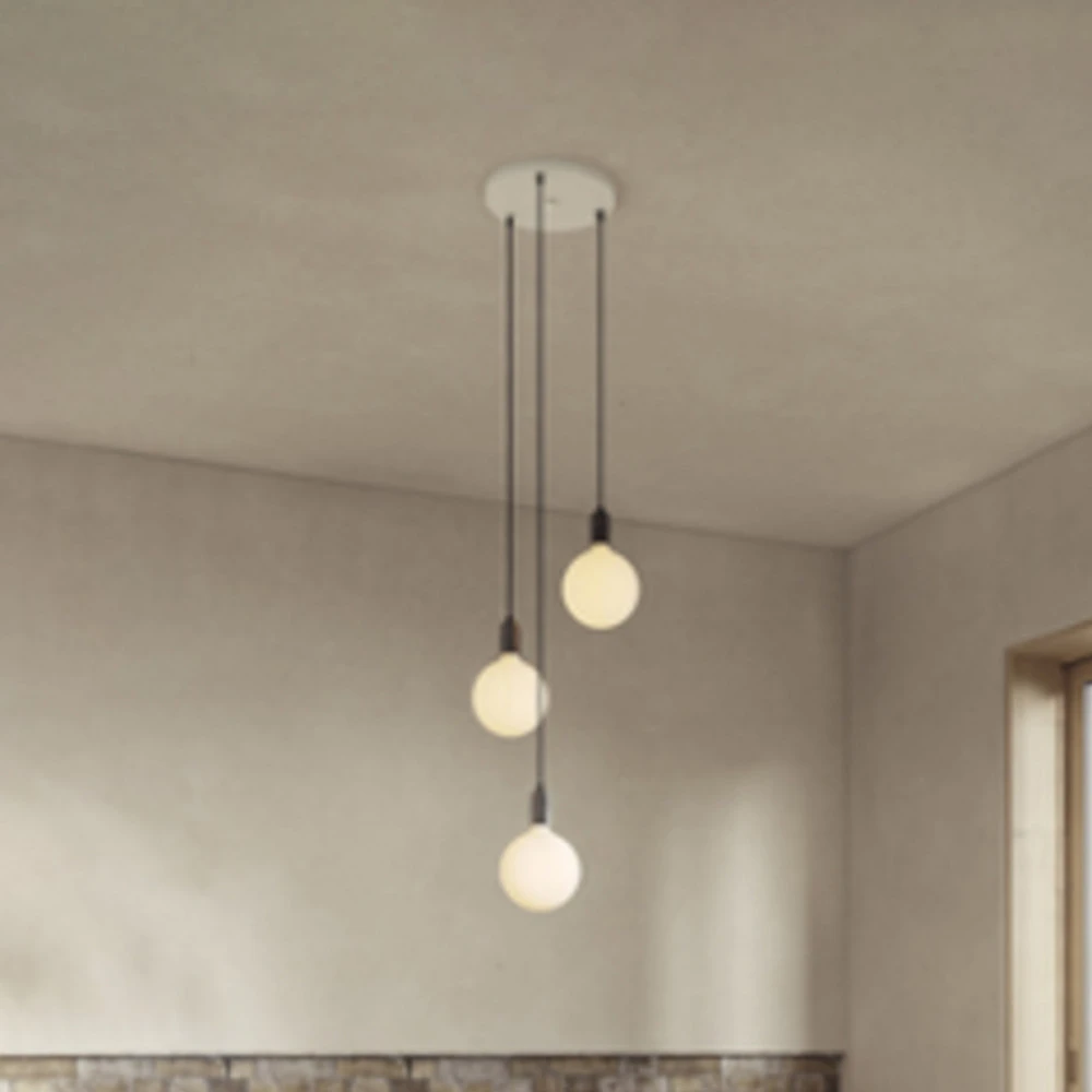 Plafonnier Design Moderne Tala Suspension Tripartite Pendant ronde, E27 opale, blanc/graphite