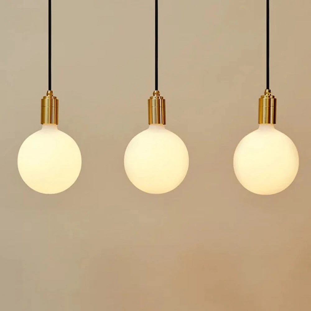 Plafonnier Design Moderne Tala Triplement Pendant Linear, métal, ampoule globe LED opale