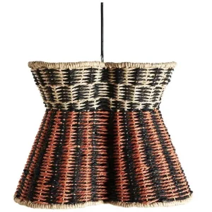 Plafonnier en fibre naturelle, corde et fer en noir et naturel 38x38x31 Sans outil d'installation