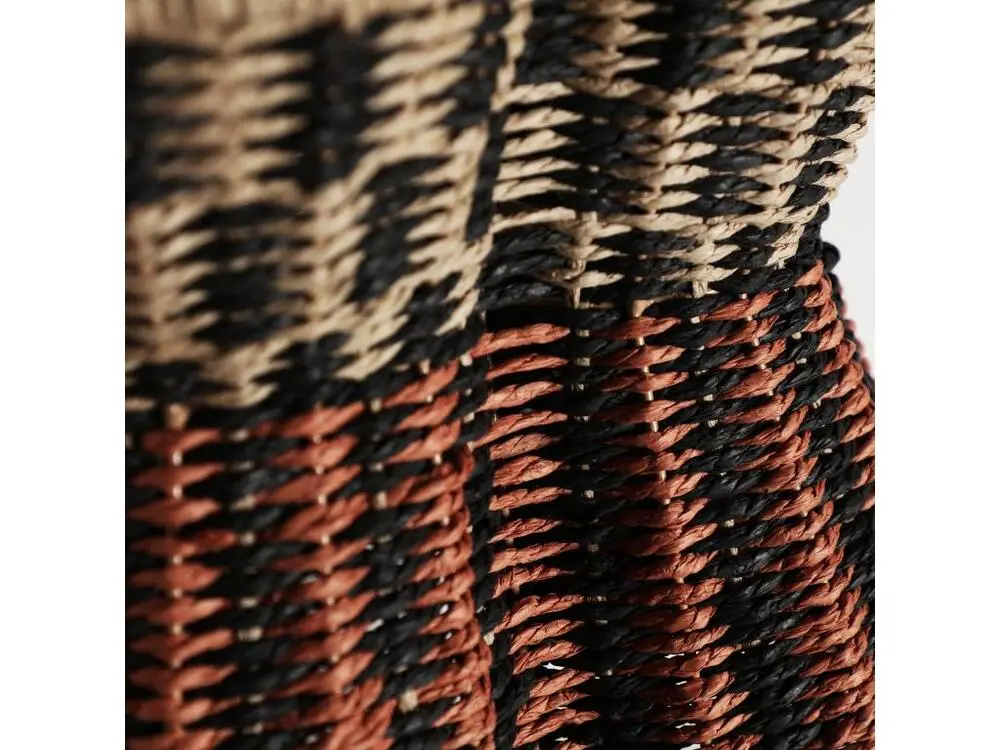 Plafonnier en fibre naturelle, corde et fer en noir et naturel 38x38x31 Sans outil d'installation